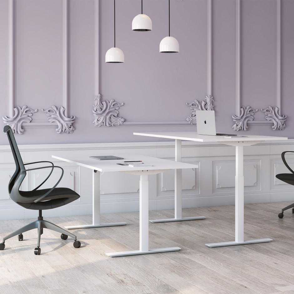 Weißer höhenverstellbarer Schreibtisch | DPJ Workspace