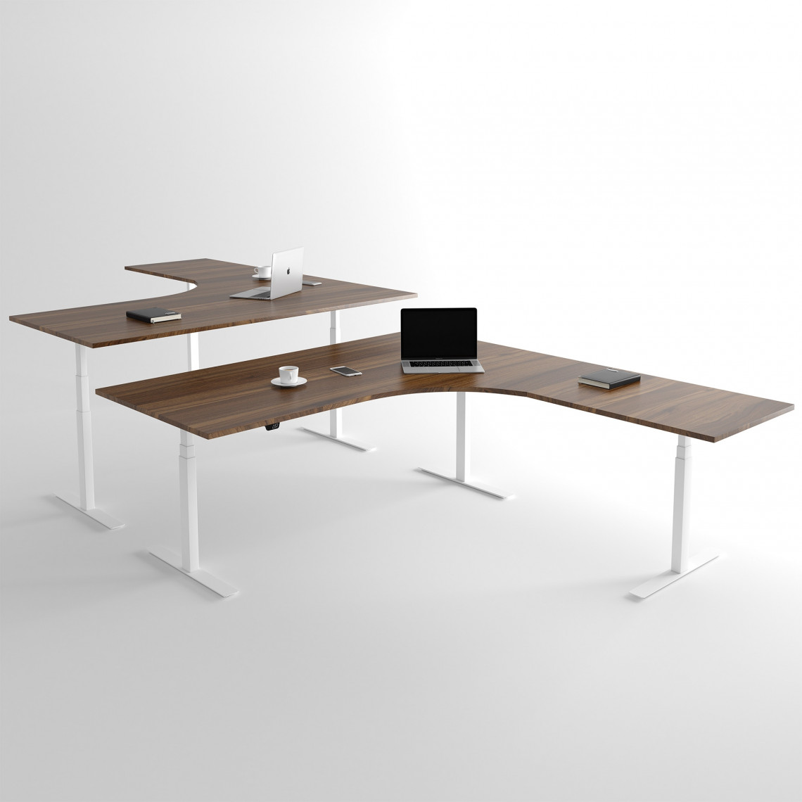 Höhenverstellbarer Eckschreibtisch, weißes