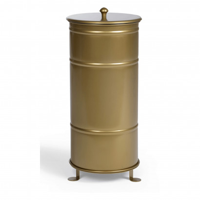 Papierkorb Brooklyn Bin Single gold - Deckel mit Knauf