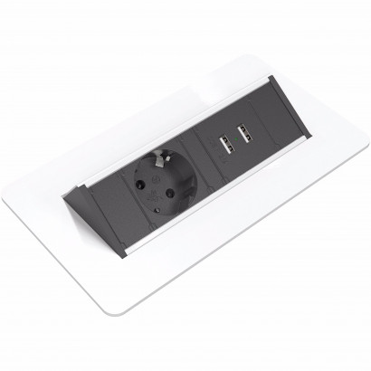 Einbau-Steckdoseneinleiste Axessline QuickBox - 1 Strom- und 2 USB- Anschlüsse