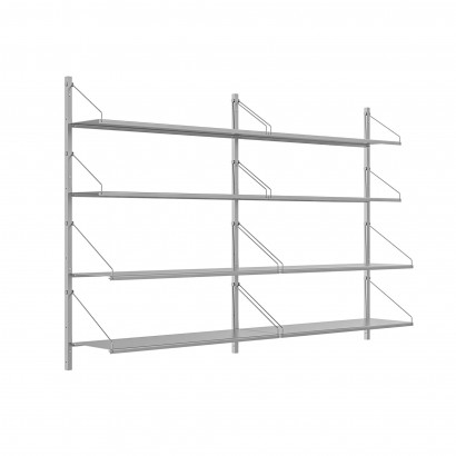 Regal Shelf Library Double Section - in Edelstahl
