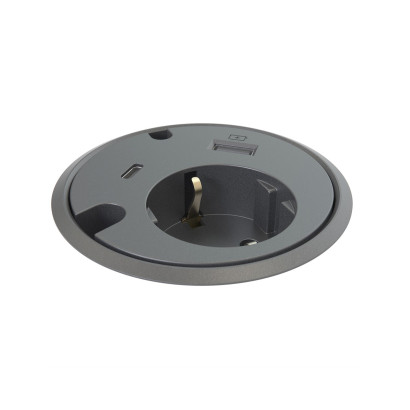Tafelcontactdoos Powerdot 16 - 1 stopcontact, 1 USB-A, 1 USB-C, 2 kabeldoorvoeren
