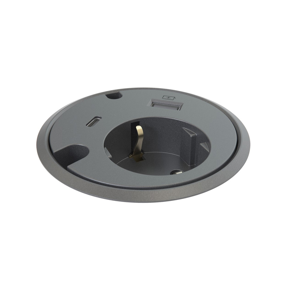 Tafelcontactdoos Powerdot 16 - 1 stopcontact, 1 USB-A, 1 USB-C, 2 kabeldoorvoeren