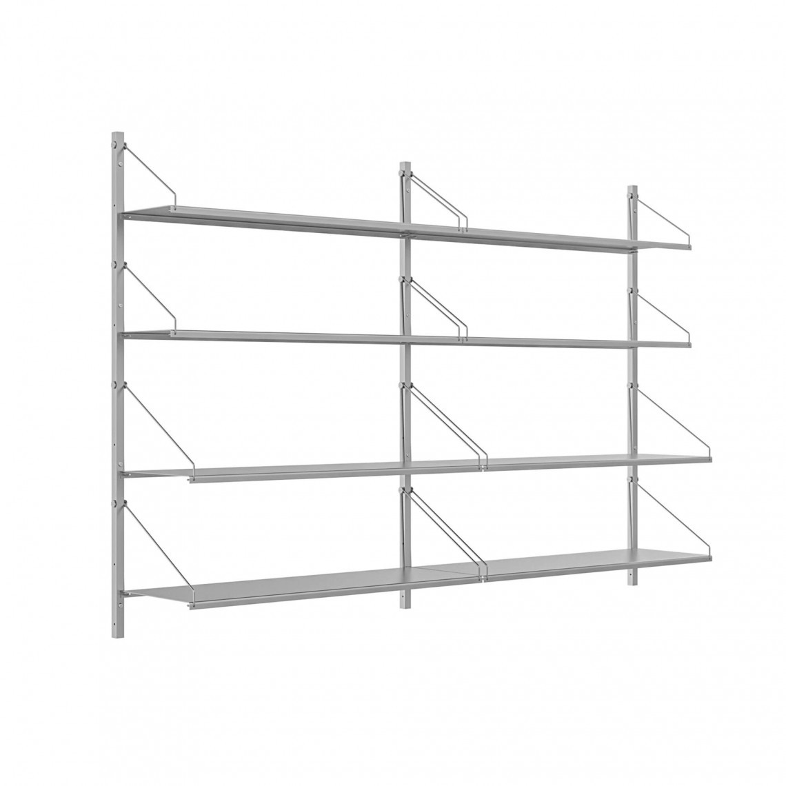 Wandrek Shelf Library Double Section - Roestvrij