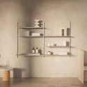 Wandrek Shelf Library Double Section - Roestvrij