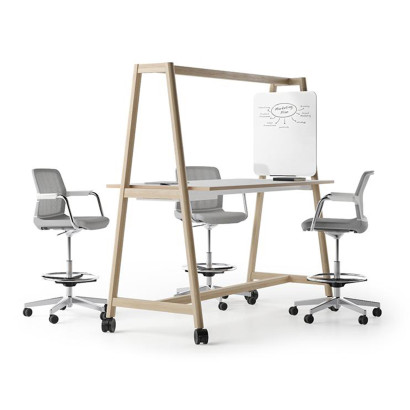 Hoge projecttafel Nova Wood - Met wielen