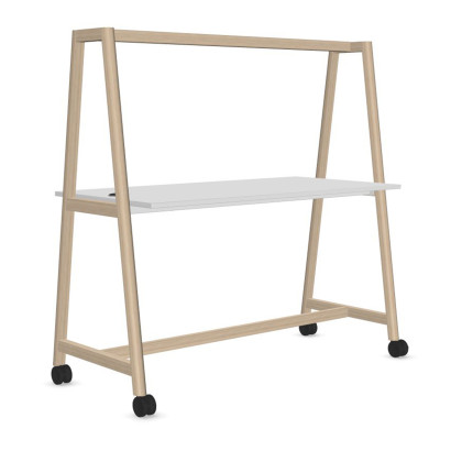 Hoge projecttafel Nova Wood - Met wielen