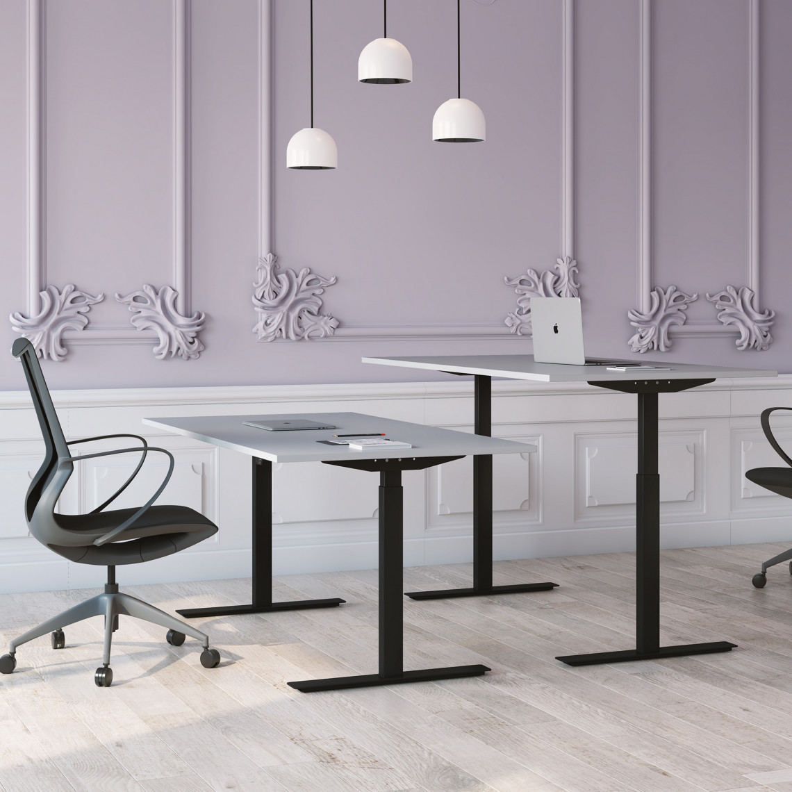 Höhenverstellbarer Schreibtisch, schwarzes