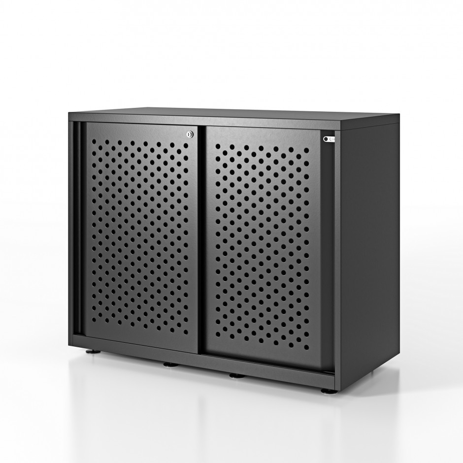 Schrank mit perforierten Schiebetüren 100 x 47 x