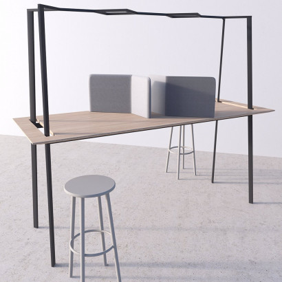 Gather Projekt-Tisch graues Stativ und weiße Tischplatte