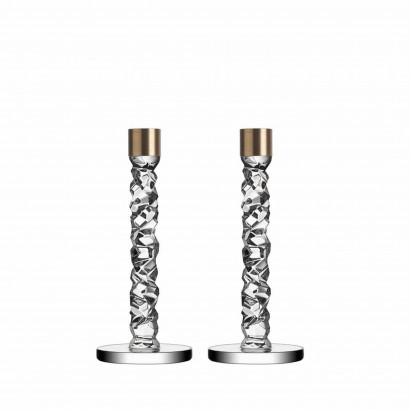 Orrefors Kerzenständer Carat - 2er-Pack, Messing, 242 mm hoch