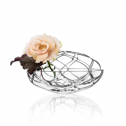 Orrefors Vase Bloom - Glas und Metall