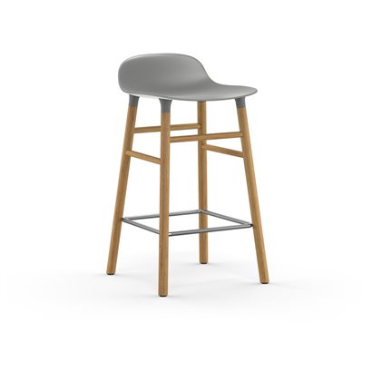Barhocker Form - 65 cm hoch, Holzbeine, Kunststoffsitz