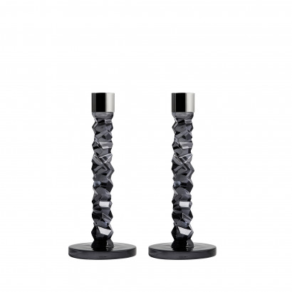 Orrefors Kerzenständer Carat , anthrazit, 242 mm hoch