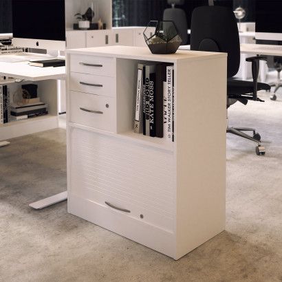 Schrank mit Jalousie und Schubladen