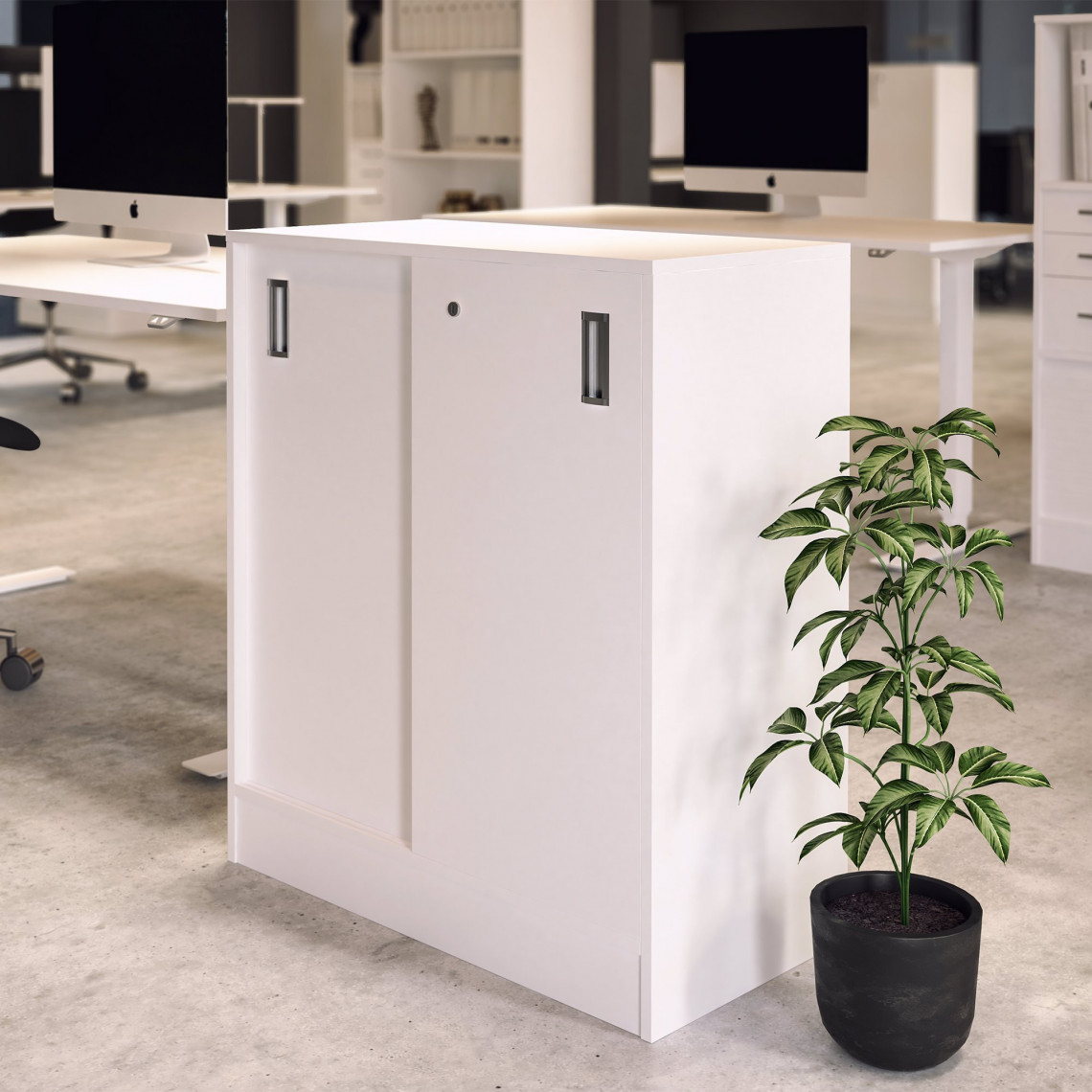 Schrank mit Schiebetür und zwei Regalböden | DPJ