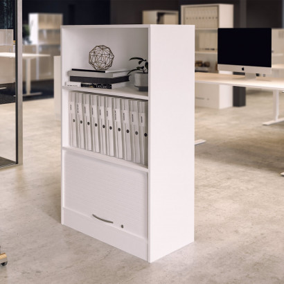 Schrank mit Jalousie und zwei offenen Fächern