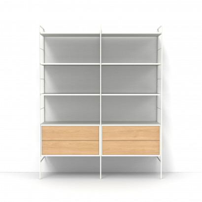 Organised Kombination 18 - Hohes Bücherregal mit Schubladen