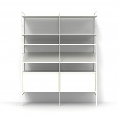 Organised Kombination 26 - Bücherregal mit Schubladen und Magazinablage