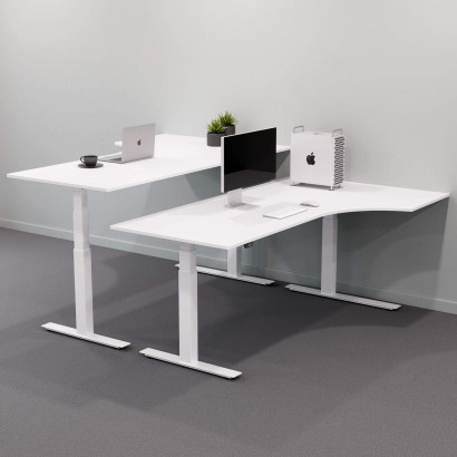 Höhenverstellbarer Schreibtisch mit geschwungener Platte - Premium