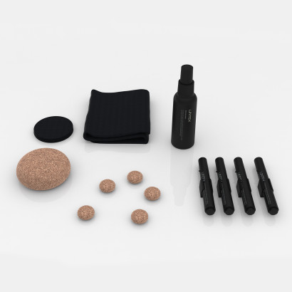 Starter-Set für Glastafeln und Whiteboards - Birke und Kork