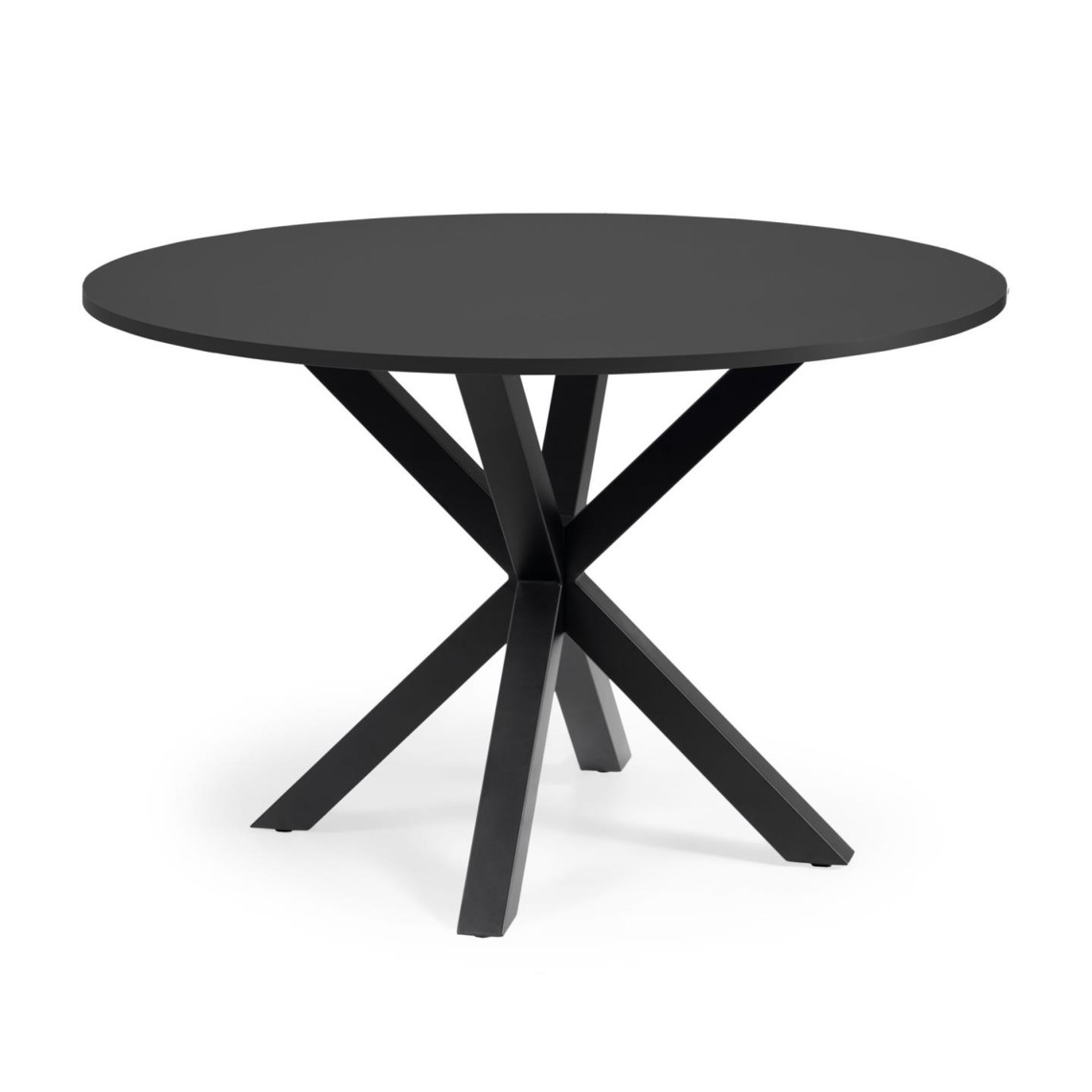 Spisebord A.R - Rund bordplade, Design Svart MDF-skiva / Svarta stålben