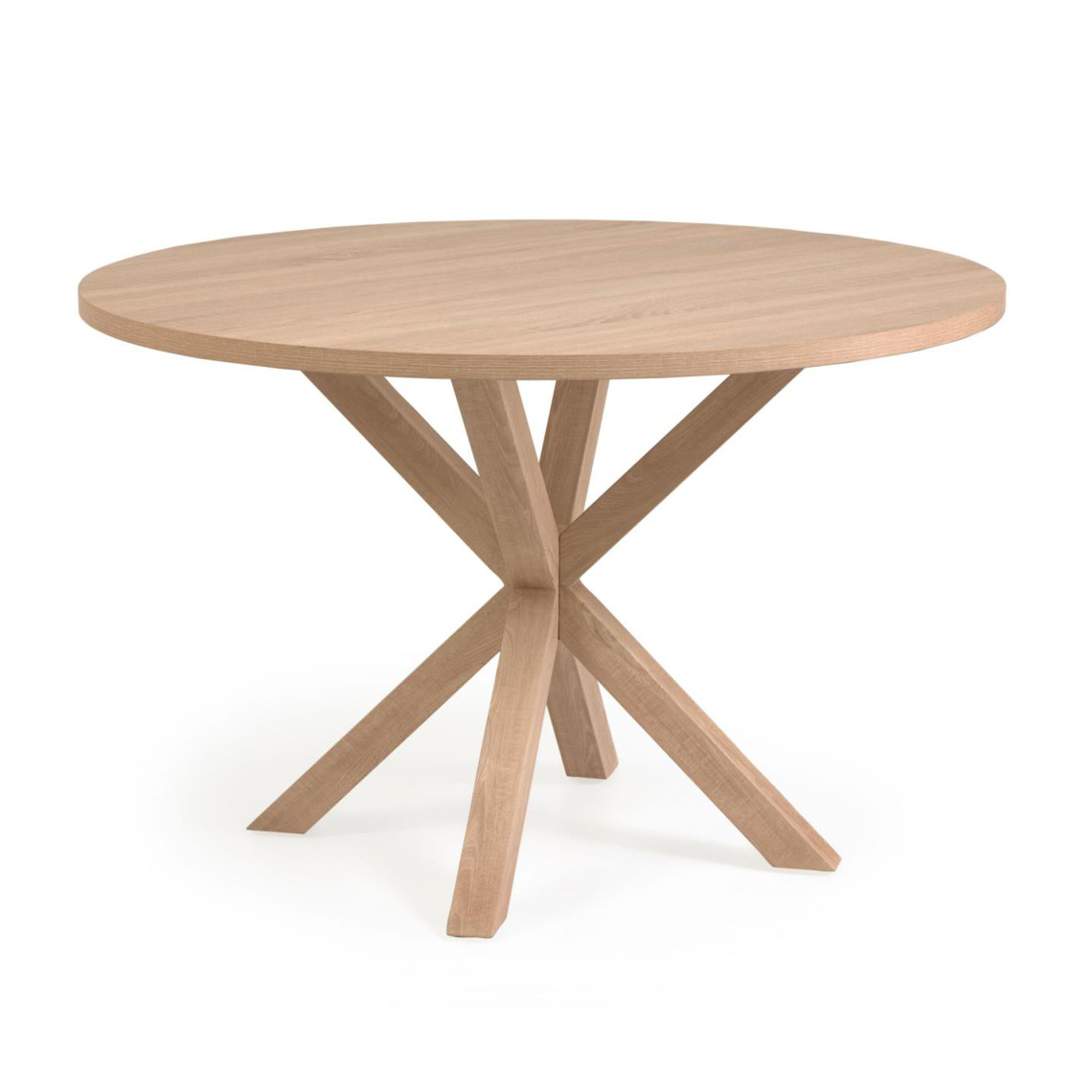 Spisebord A.R - Rund bordplade, Design Melaminskiva med träfinish / Stålben med träfinish