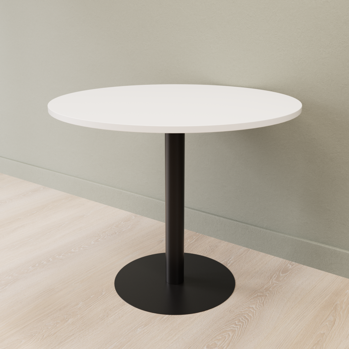 Cafébord Rundt, Størrelse Ø70 cm, Bordplade Hvid, Stativ Sort