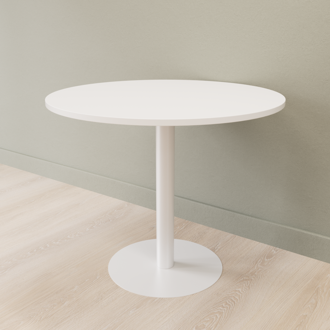 Cafébord Rundt, Størrelse Ø70 cm, Bordplade Hvid, Stativ Hvid