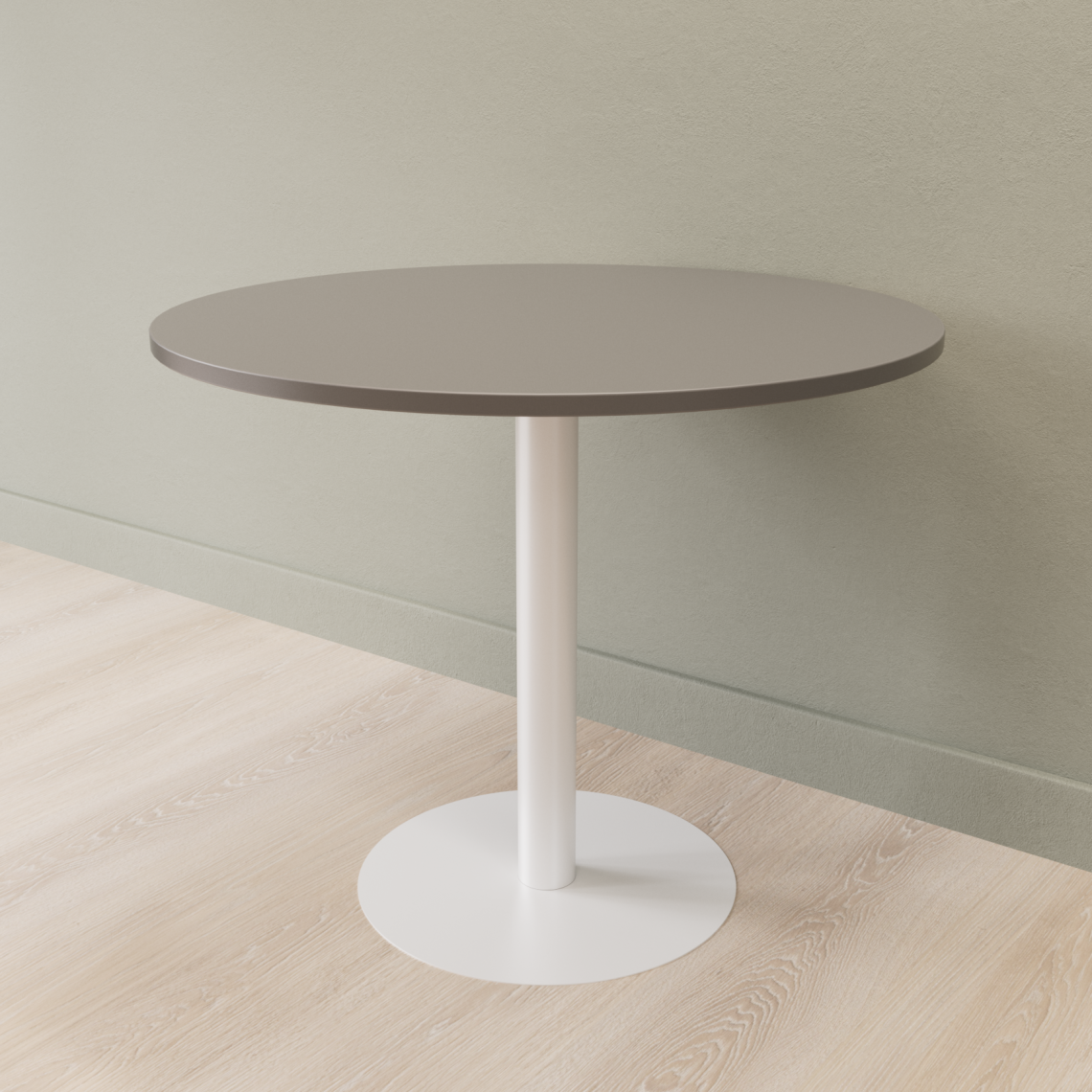 Cafébord Rundt, Størrelse Ø70 cm, Bordplade Mørkegrå, Stativ Hvid
