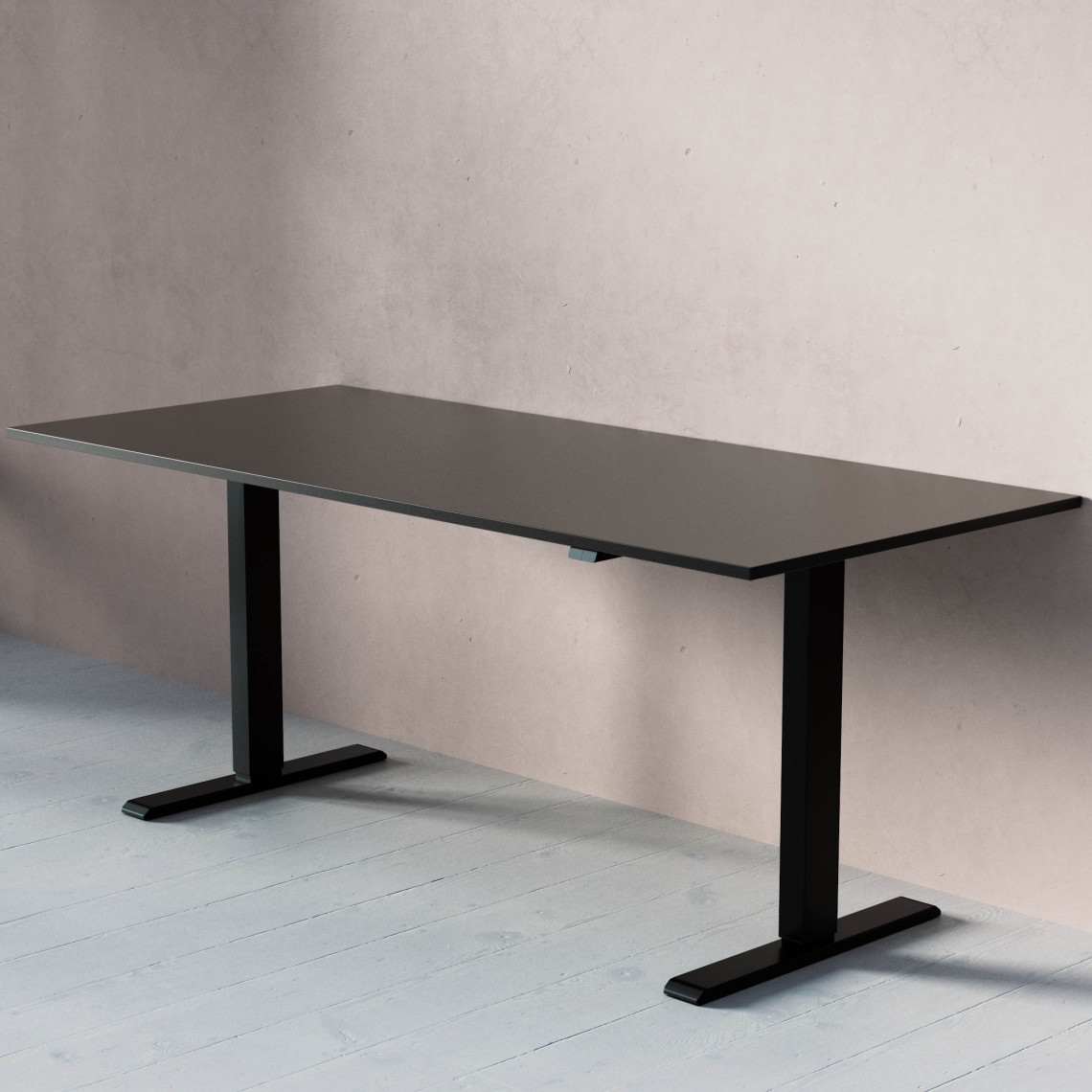Hæve Sænkebord ACT - Basis, Størrelse 180x80 cm, Bordplade Sort, Understel Sort