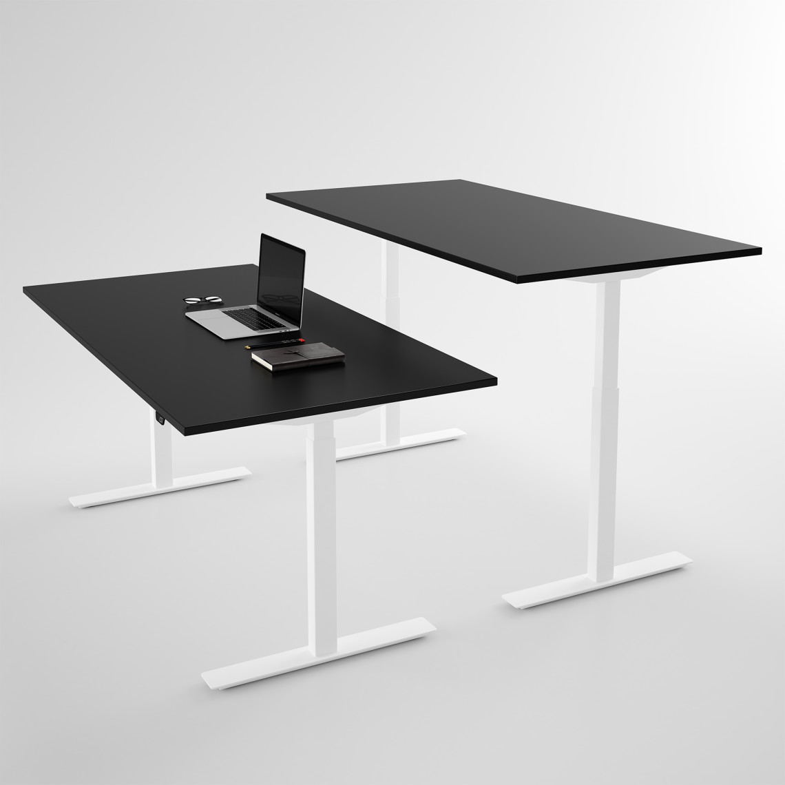 Hæve sænkebord - Pro3, Størrelse 120x60 cm, Bordplade Sort, Stativ Hvid