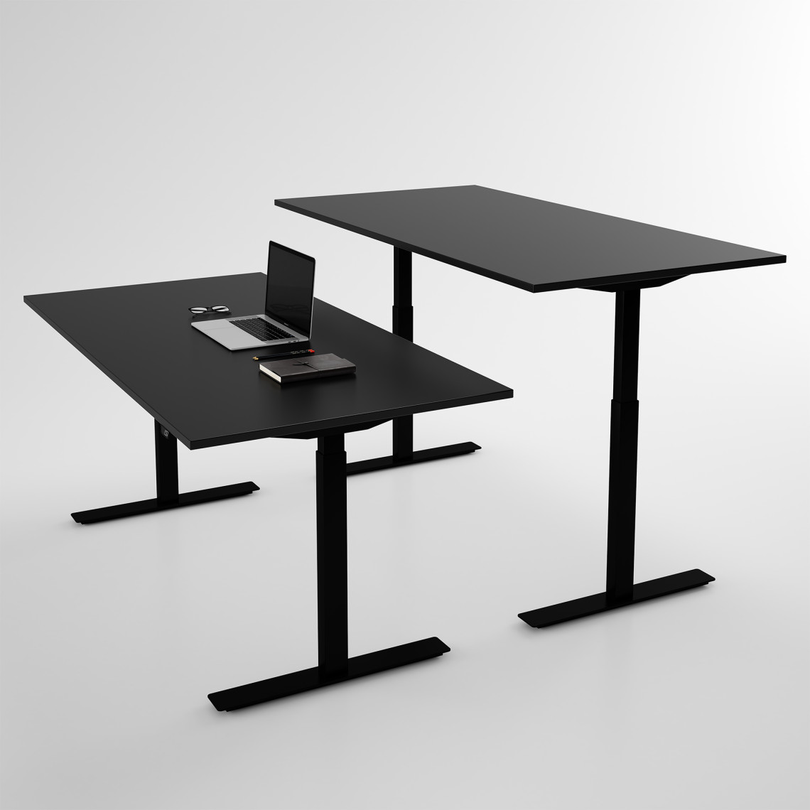 Hæve sænkebord - Pro3, Størrelse 120x60 cm, Bordplade Sort, Stativ Sort