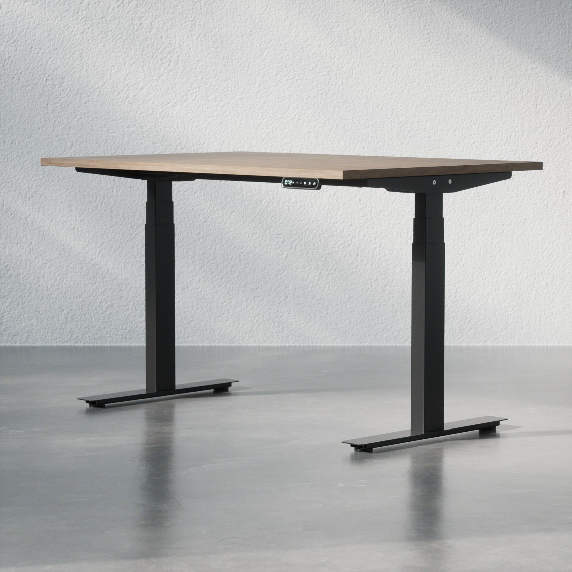 Hæve sænkebord - Premium, Størrelse 120x80 cm, Bordplade Valnød, Stativ Sort
