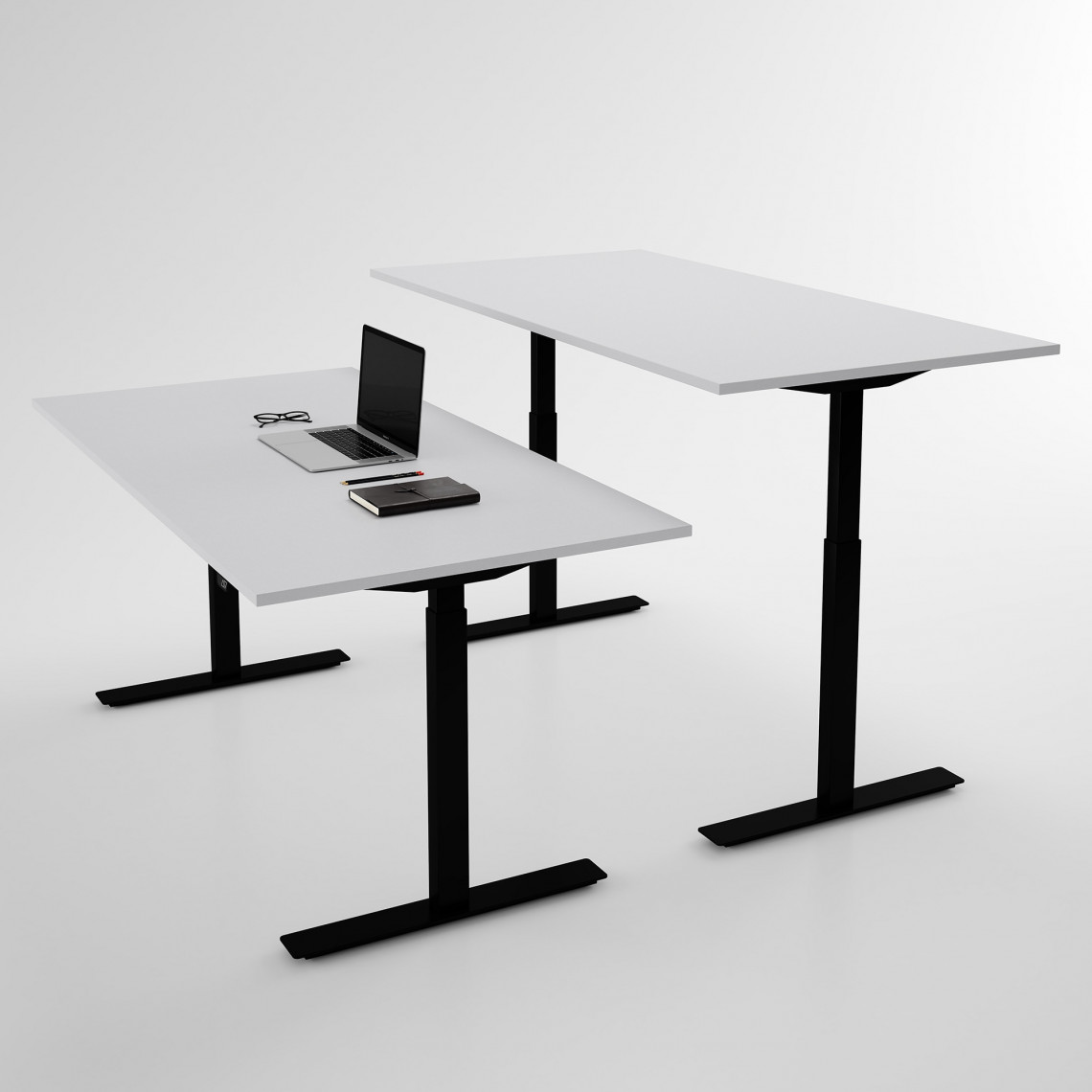 Hæve sænkebord - Pro3, Størrelse 120x60 cm, Bordplade Lysegrå, Stativ Sort