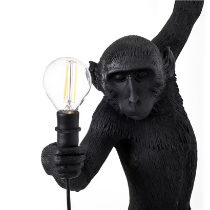 Væglampe Monkey Lamp Outdoor Hanging Left Hand - Sort, tåler udendørs brug