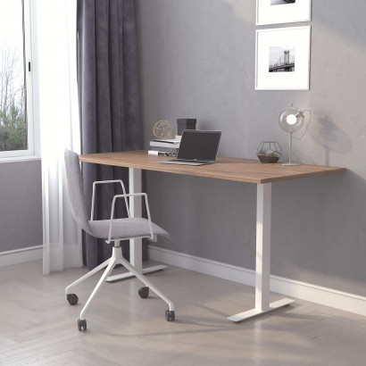 Desk City - Fast hvidt stativ og valnød top