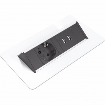 Axessline QuickBox - 1 Stikkontakt 2 USB Opladere, Sort