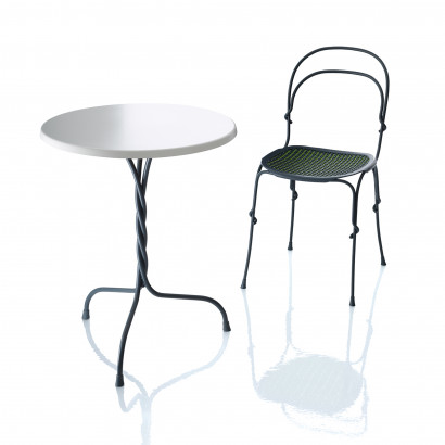 Cafébord Vigna - Hvid bordplade, Ø60 cm