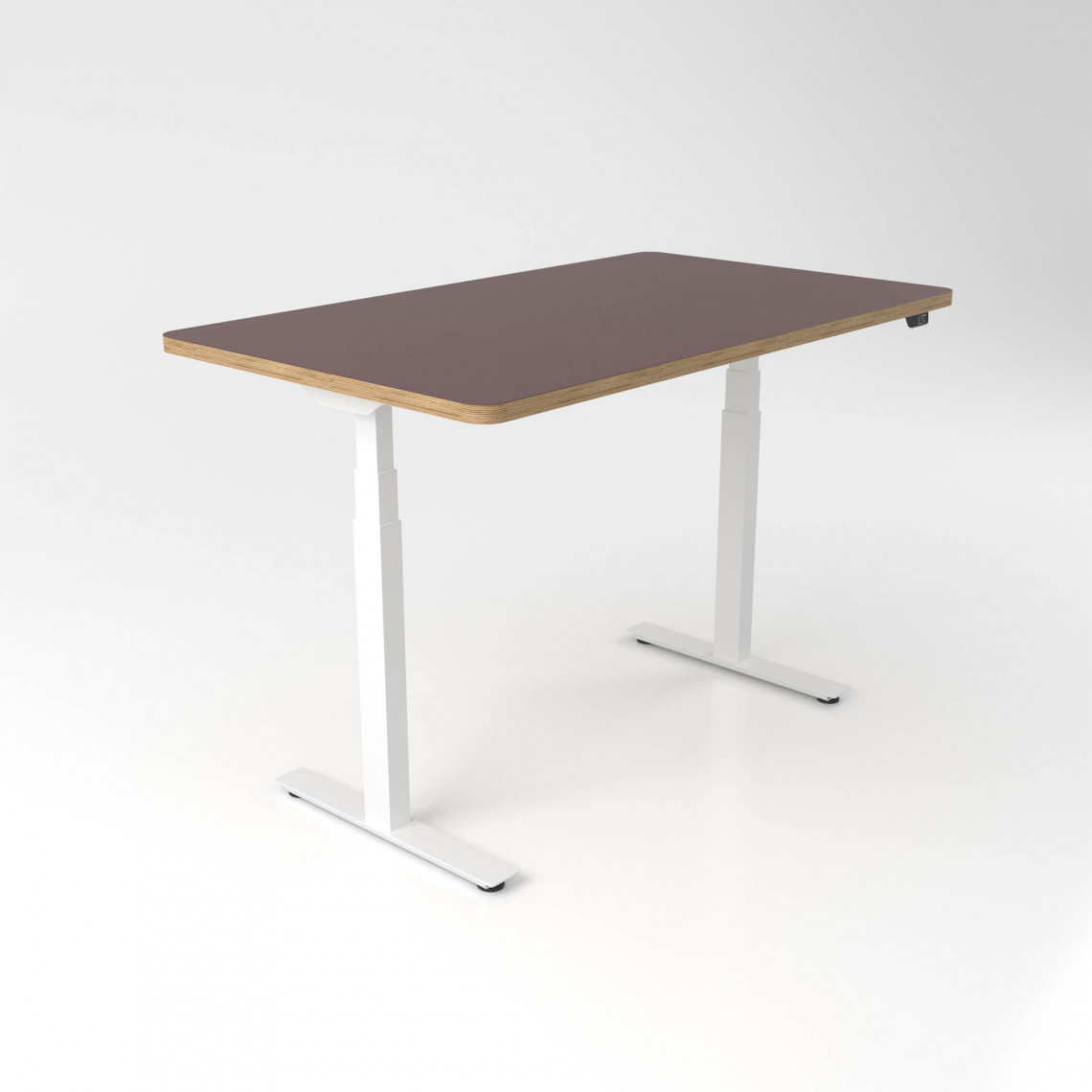 Hæve sænkebord Premium Plus - Linoleum, 120x70 cm, Ben Hvid, Farve Burgundy 4154