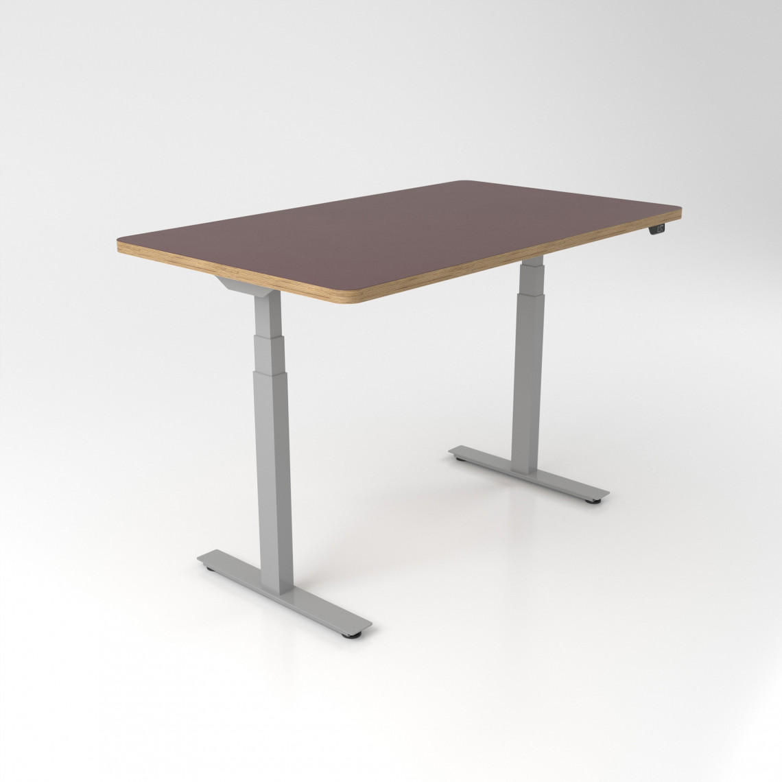 Hæve sænkebord Premium Plus - Linoleum, 120x70 cm, Ben Silver, Farve Burgundy 4154