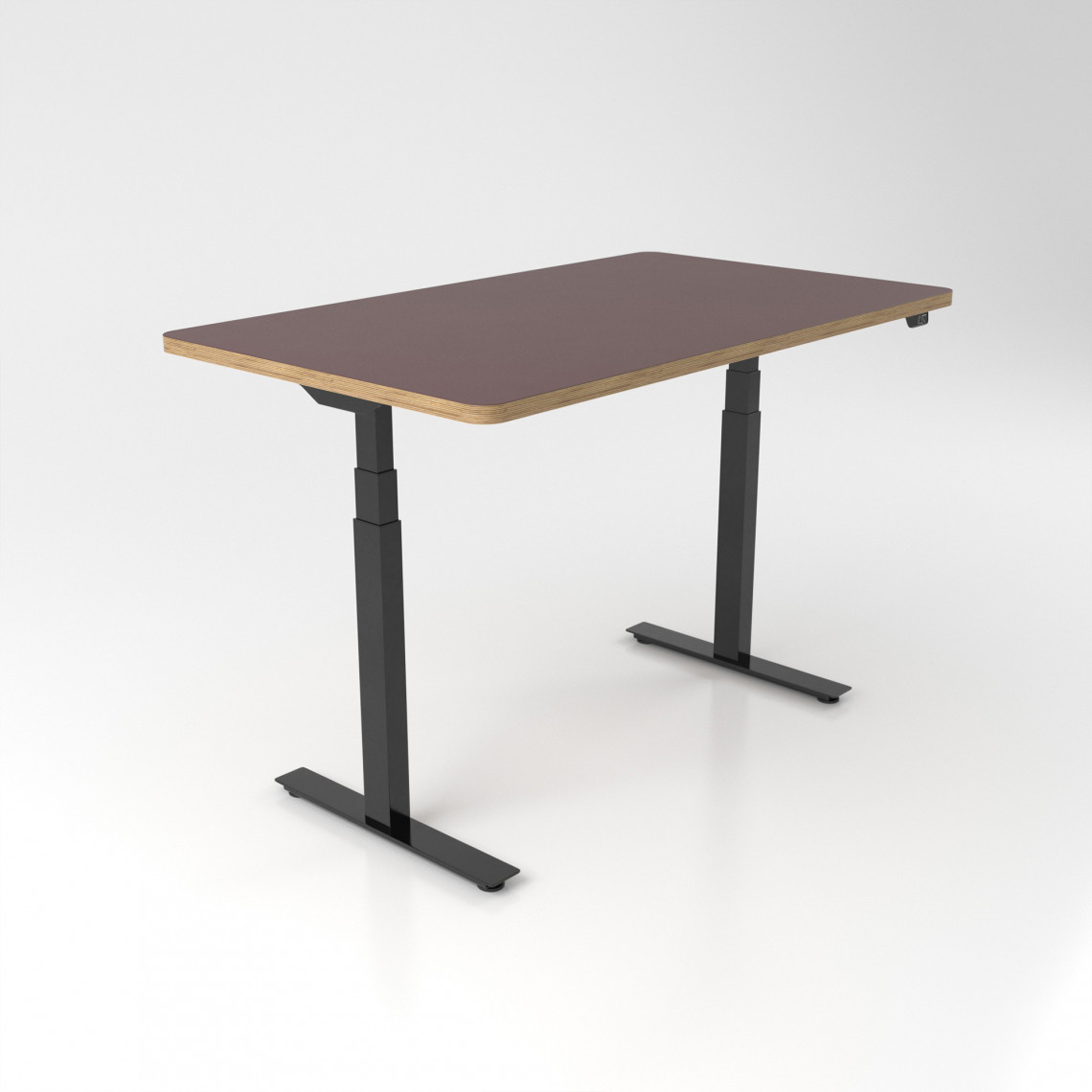 Hæve sænkebord Premium Plus - Linoleum, 120x70 cm, Ben Sort, Farve Burgundy 4154