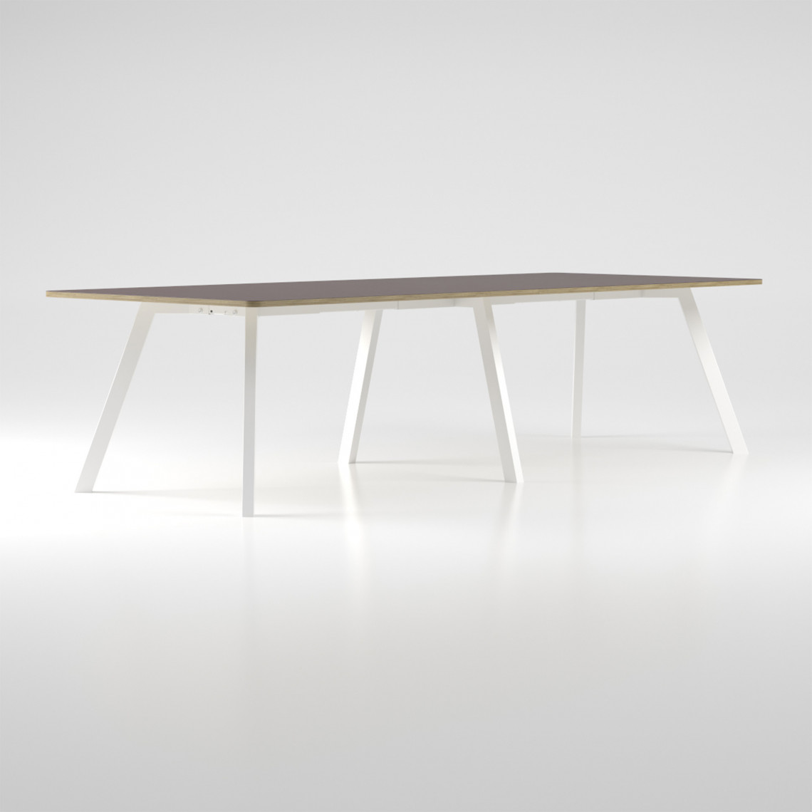 Konferencebord/projektbord Viggo Linoleum - 73 cm højt, Størrelse Bredd 900 x Längd 2400, Ben Hvid, Farve Burgundy 4154