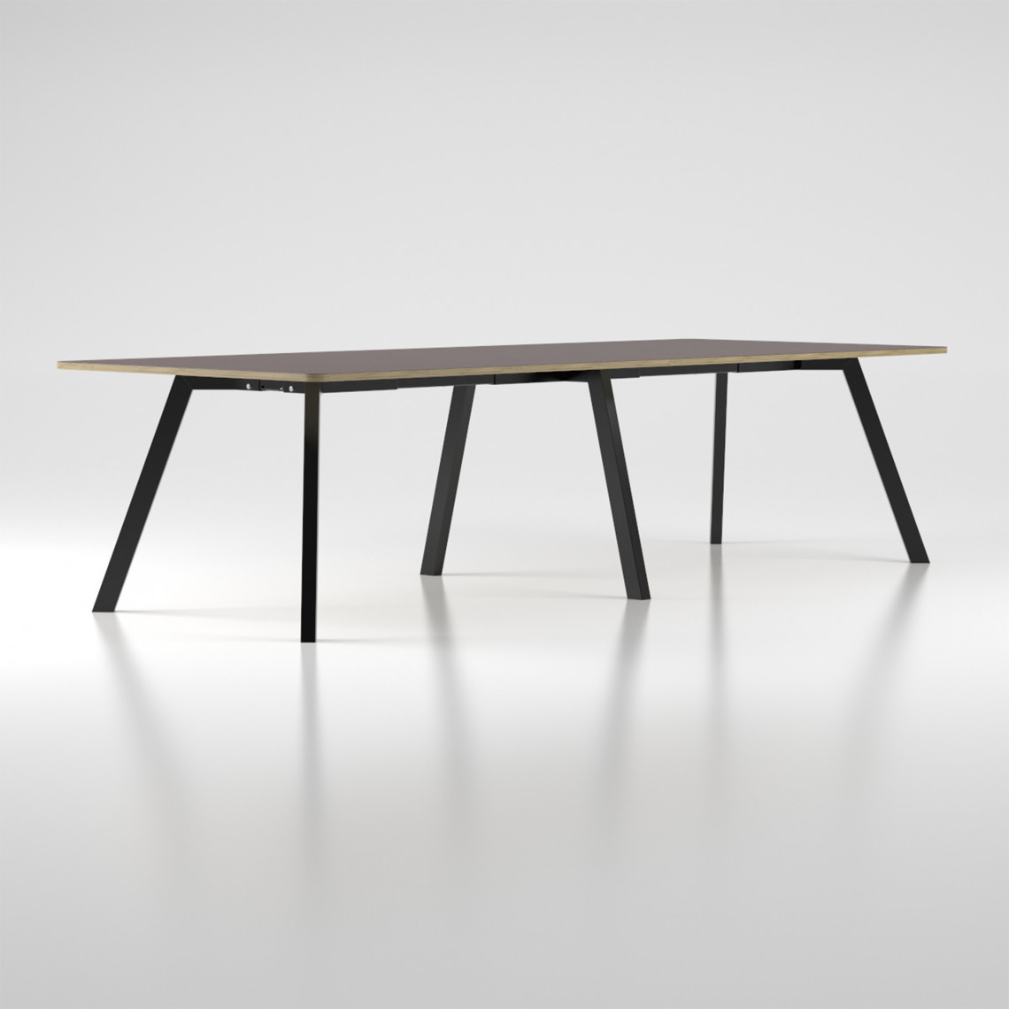 Konferencebord/projektbord Viggo Linoleum - 73 cm højt, Størrelse Bredd 900 x Längd 2400, Ben Sort, Farve Burgundy 4154