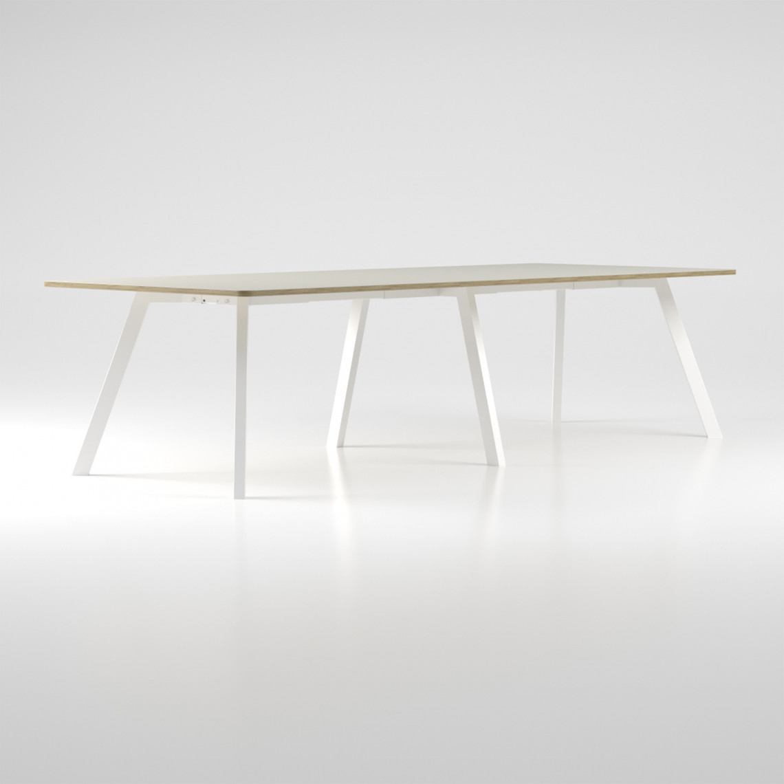 Konferencebord/projektbord Viggo Linoleum - 73 cm højt, Størrelse Bredd 900 x Längd 2400, Ben Hvid, Farve Pepple 4175