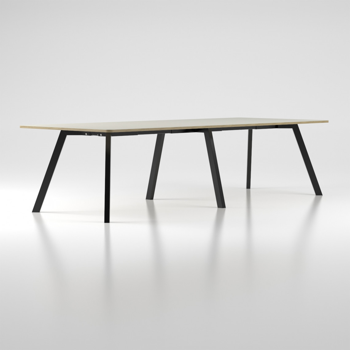 Konferencebord/projektbord Viggo Linoleum - 73 cm højt, Størrelse Bredd 900 x Längd 2400, Ben Sort, Farve Pepple 4175