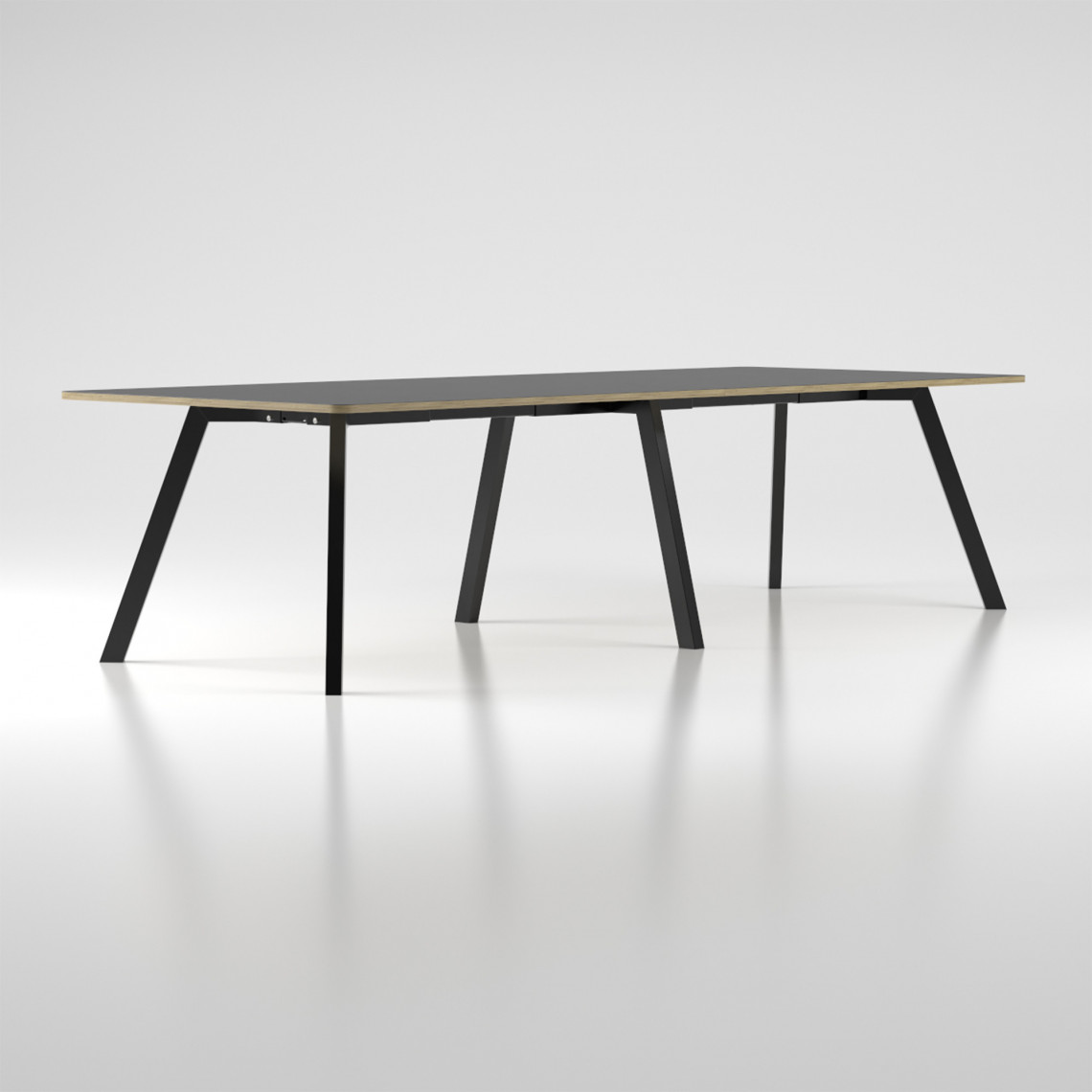 Konferencebord/projektbord Viggo Linoleum - 73 cm højt, Størrelse Bredd 900 x Längd 2400, Ben Sort, Farve Nero 4023