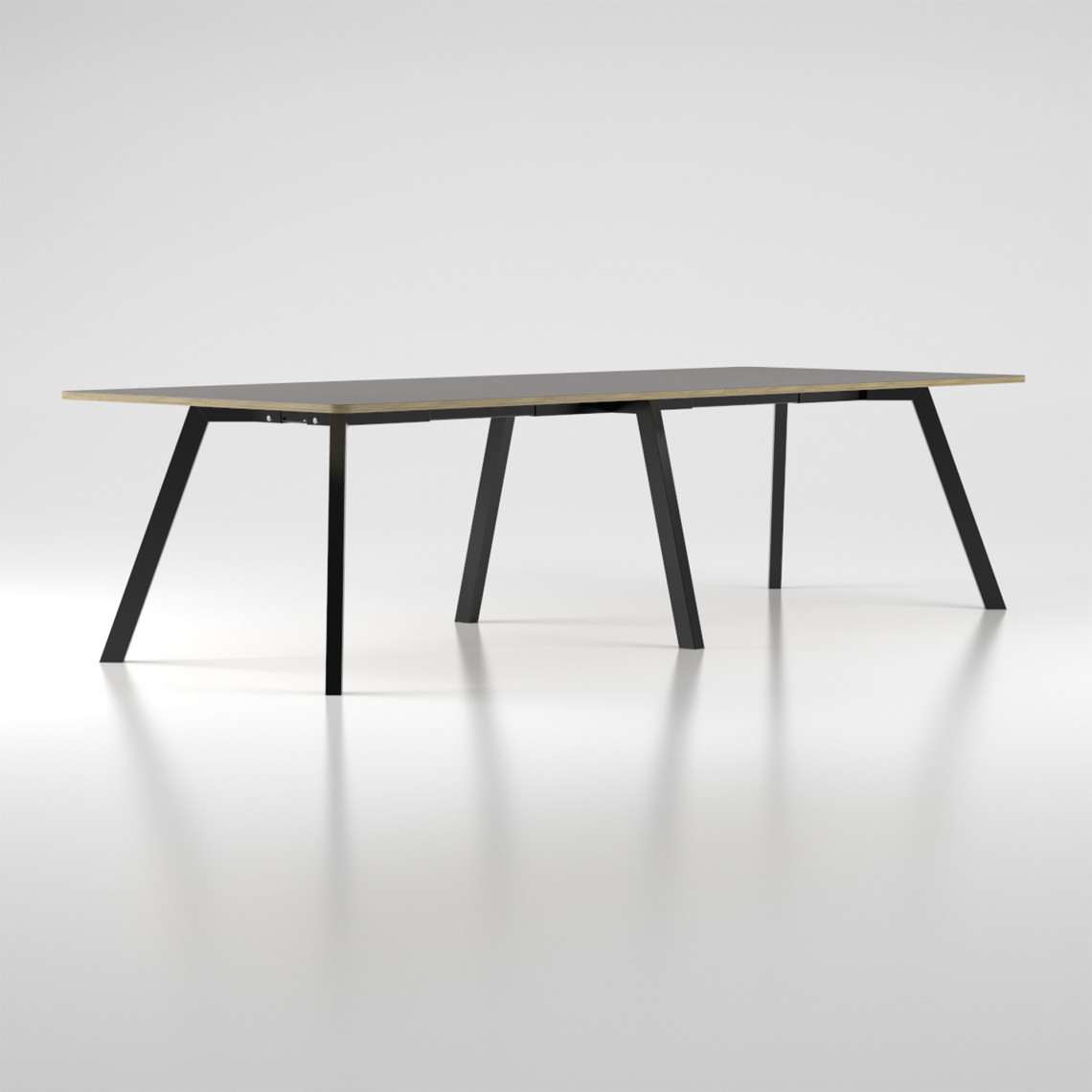 Konferencebord/projektbord Viggo Linoleum - 73 cm højt, Størrelse Bredd 900 x Längd 2400, Ben Sort, Farve Mauve 4172