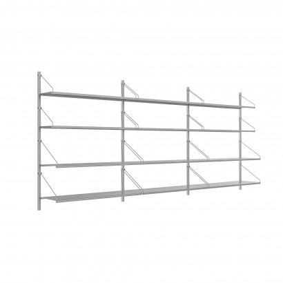 Væghylde Shelf Library Triple Section - i rustfrit stål