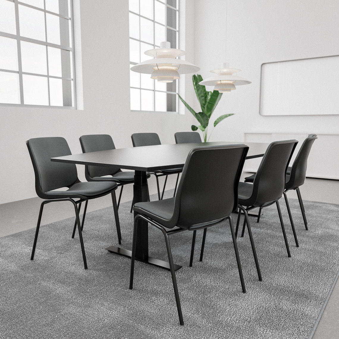 Konferencebord SET 8 personer - Agenda + Profim Ana, Bordplade Sort, Stol Black / Graphite / Grey